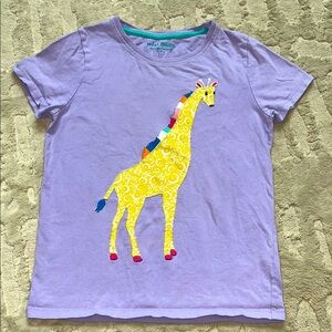 Mini Boden Purple Tee with Yellow Giraffe Appliqué 9-10 Y